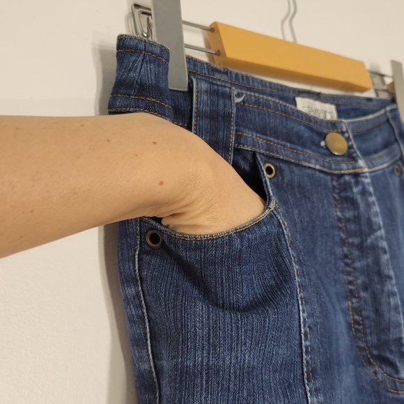 Semplice Blue High Rise Cropped Wide Leg Jeans Ankle Length Cut Pockets Size 8 - Picture 7 of 14